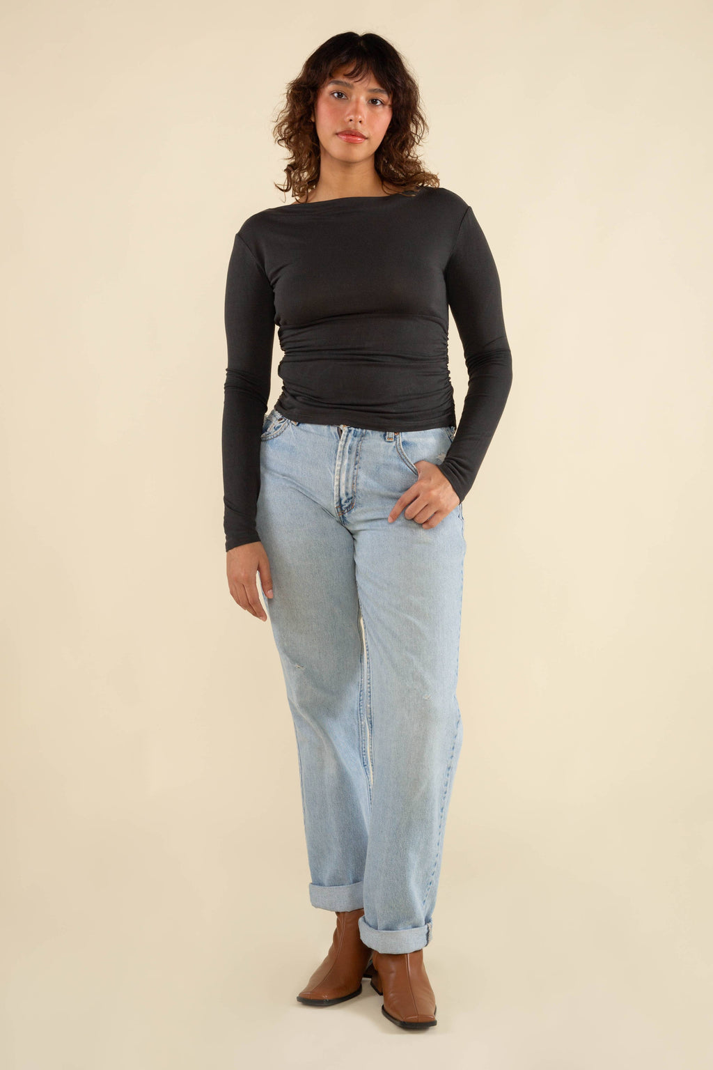 Effie | Shirred Waist Long Sleeve Top