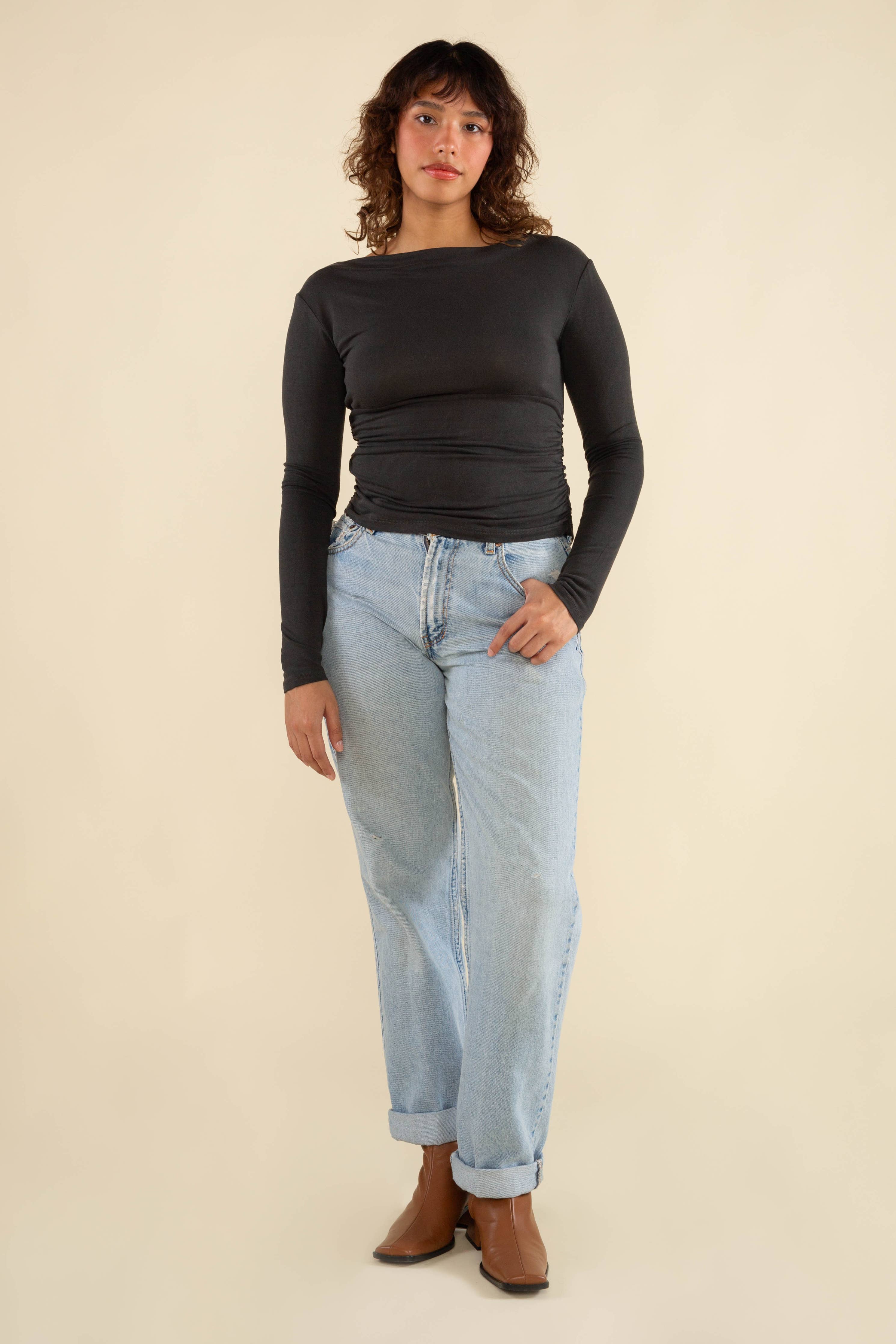 Effie | Shirred Waist Long Sleeve Top