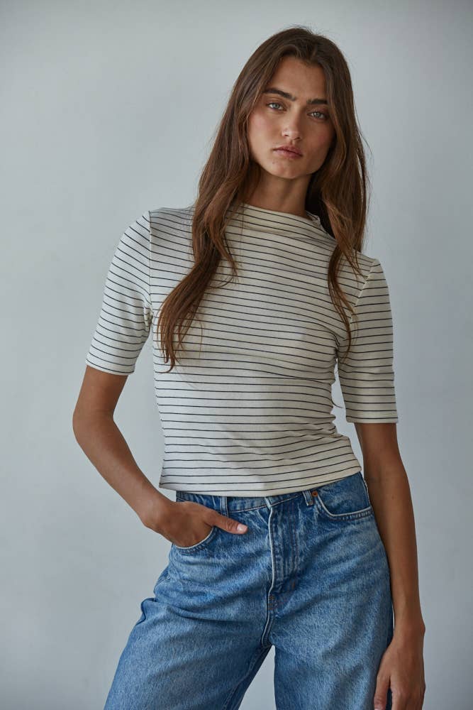 Marlo | Knit Mock Neck Short Sleeve Top