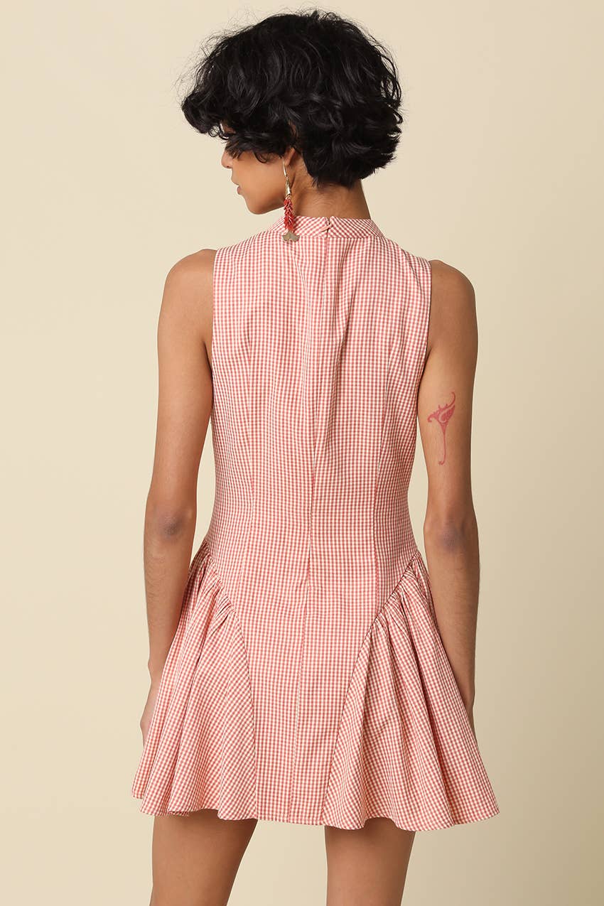 Ella | Pleated Hem Gingham Mini Dress