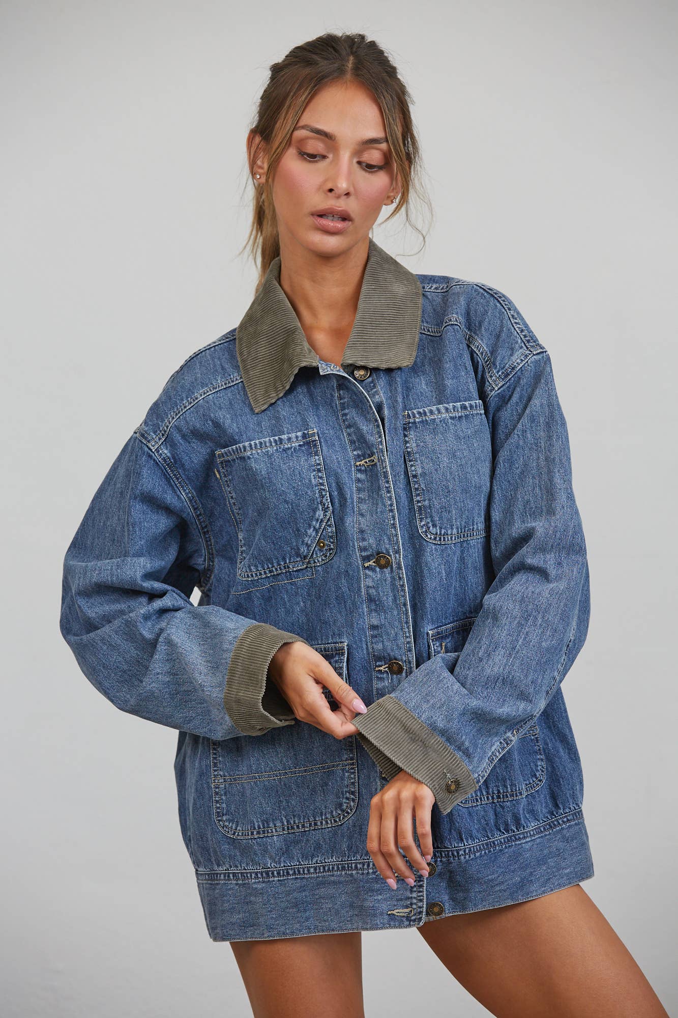 Alexandra | Contrast Collar Denim Jacket