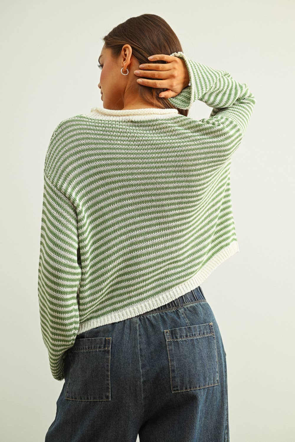 Happy | Stripe Button Front Knoit Cardigan