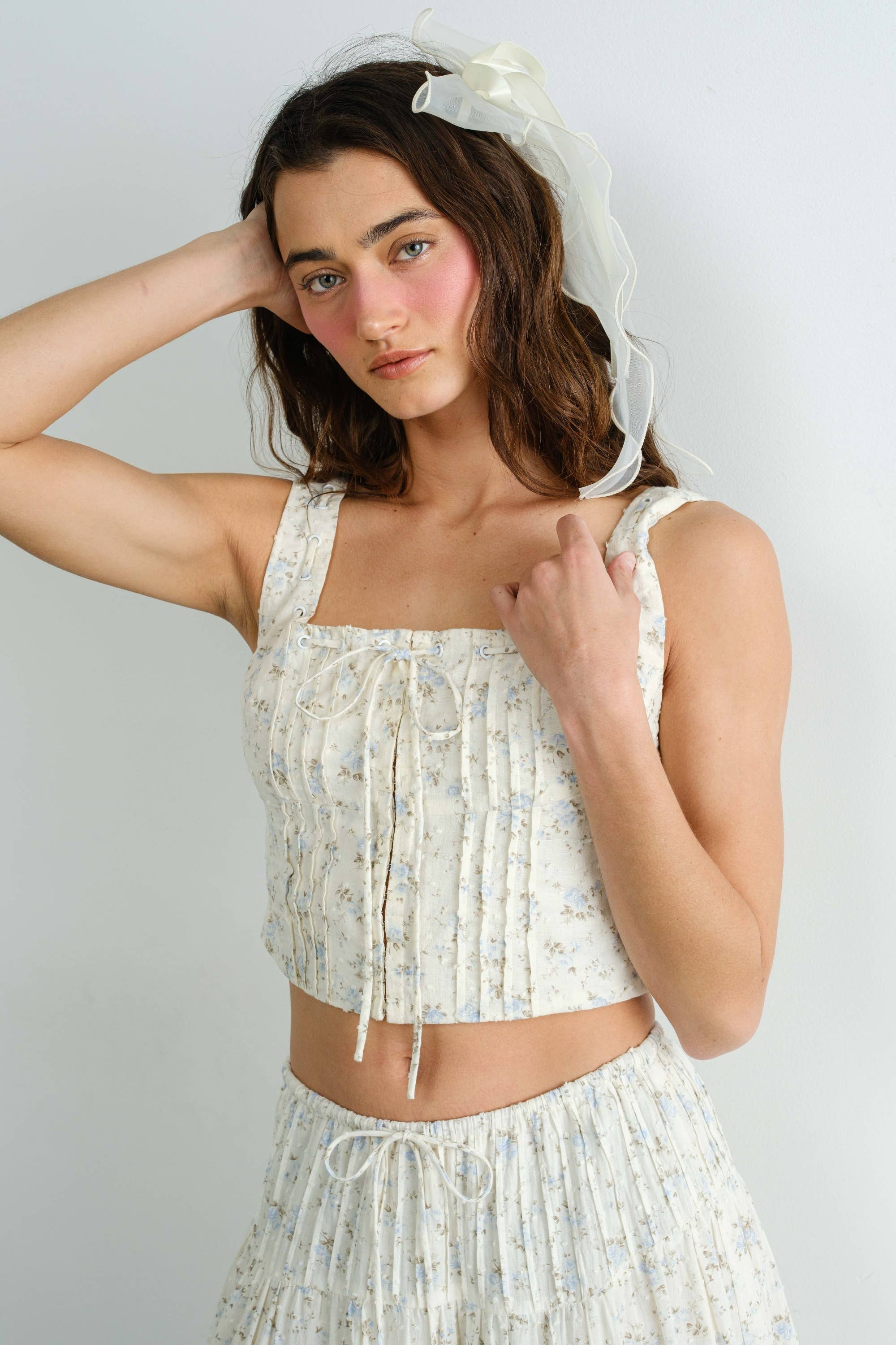 Florence | Cotton Floral Textured Top