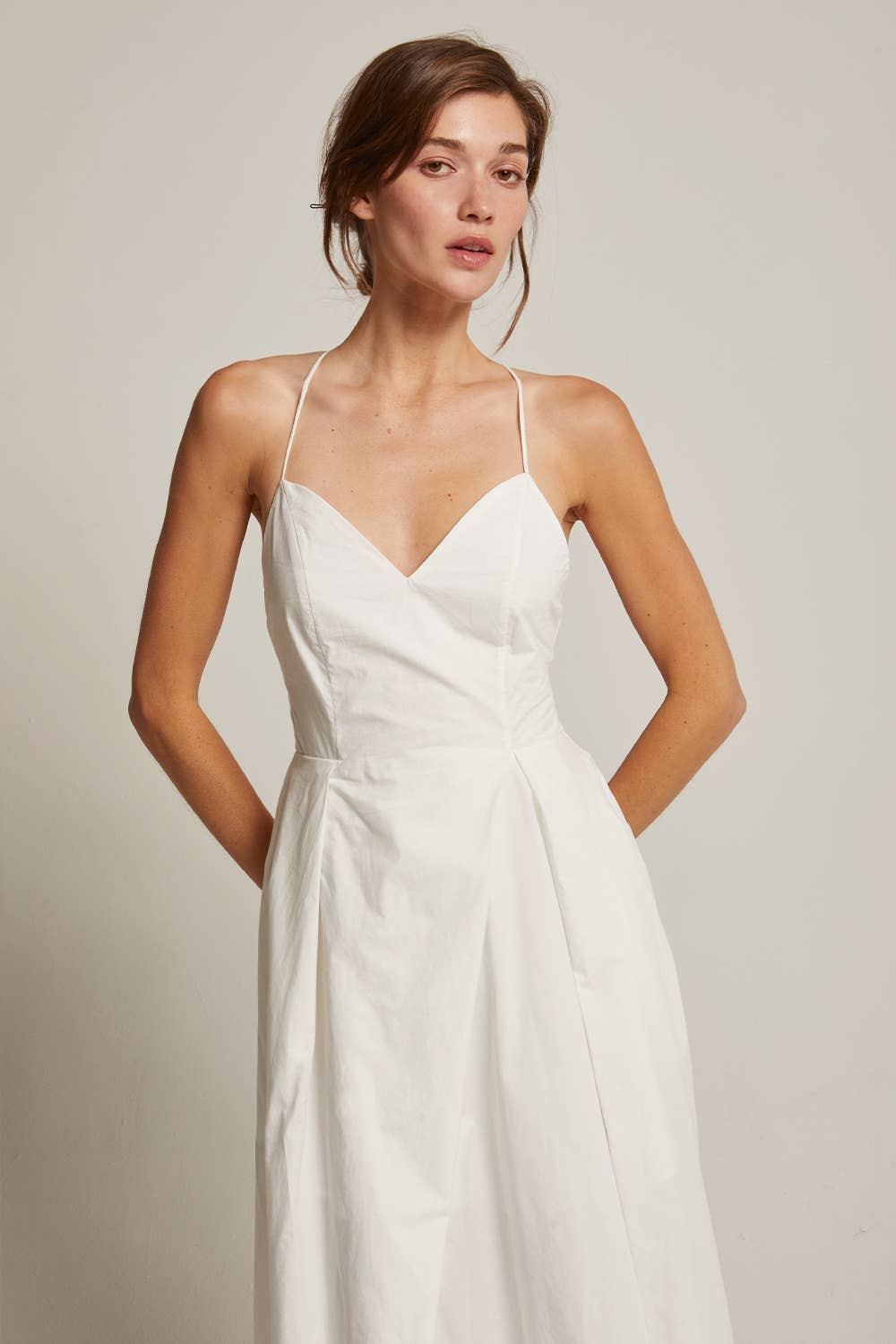 Eunice V-neck Poplin Midi Dress