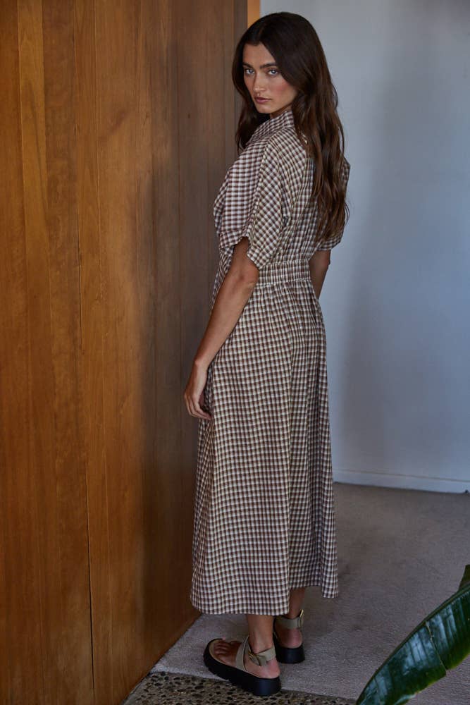 Gingham | 100% Woven Cotton Button Maxi