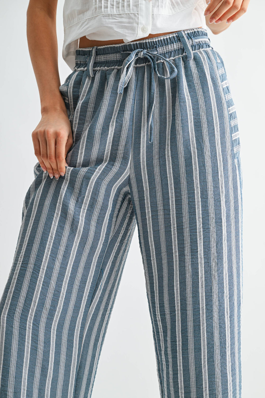 Antlantic | Striped Wide Leg Drawstring Pants