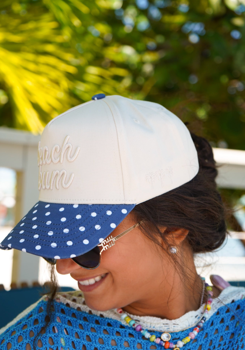 Beach Bum | Navy Polka Dot Hat