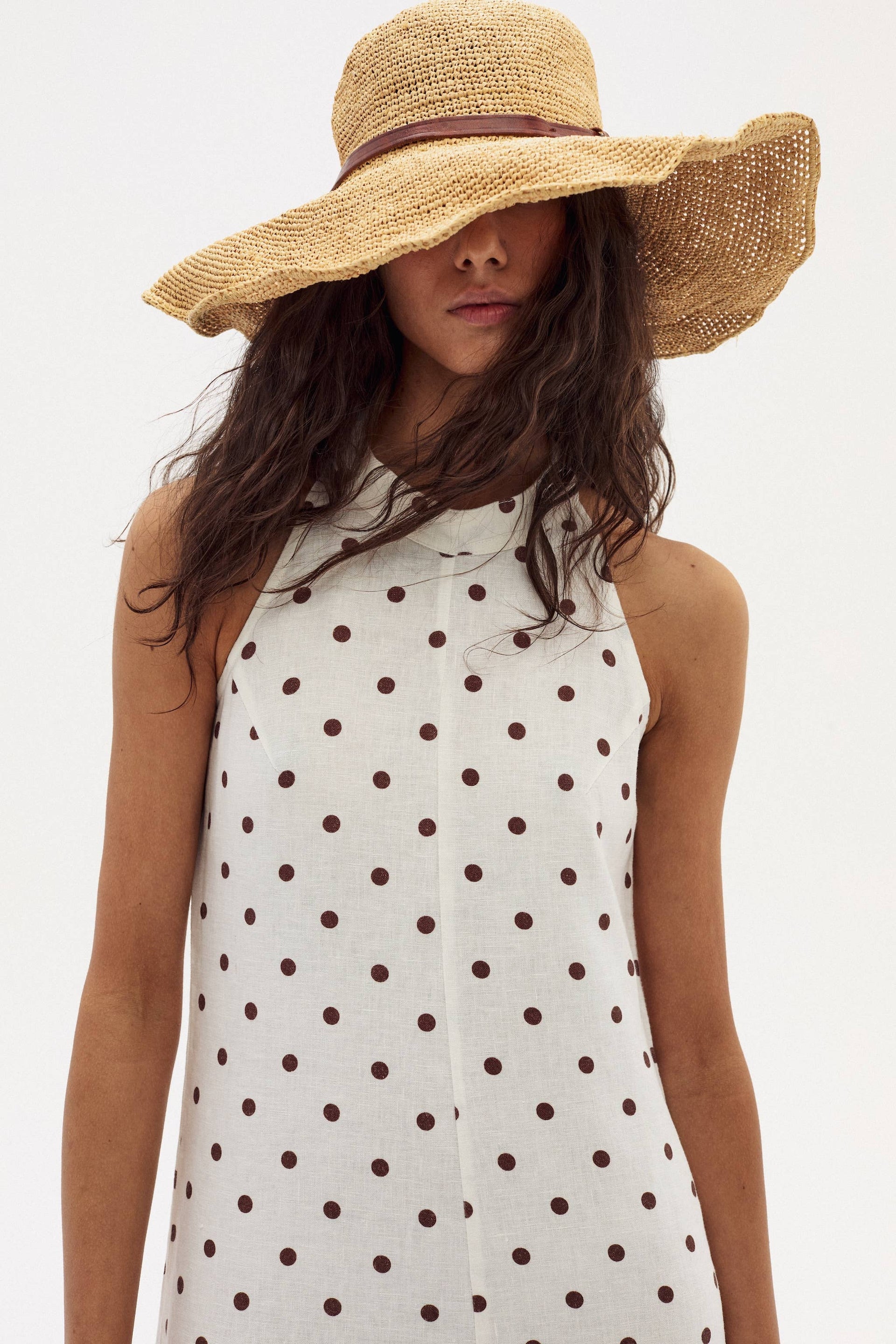Olivia | 100% Organic Linen Dress - Brown Polka Dots Haven Olivia | 100% Organic Linen Dress - Brown Polka Dots Haven