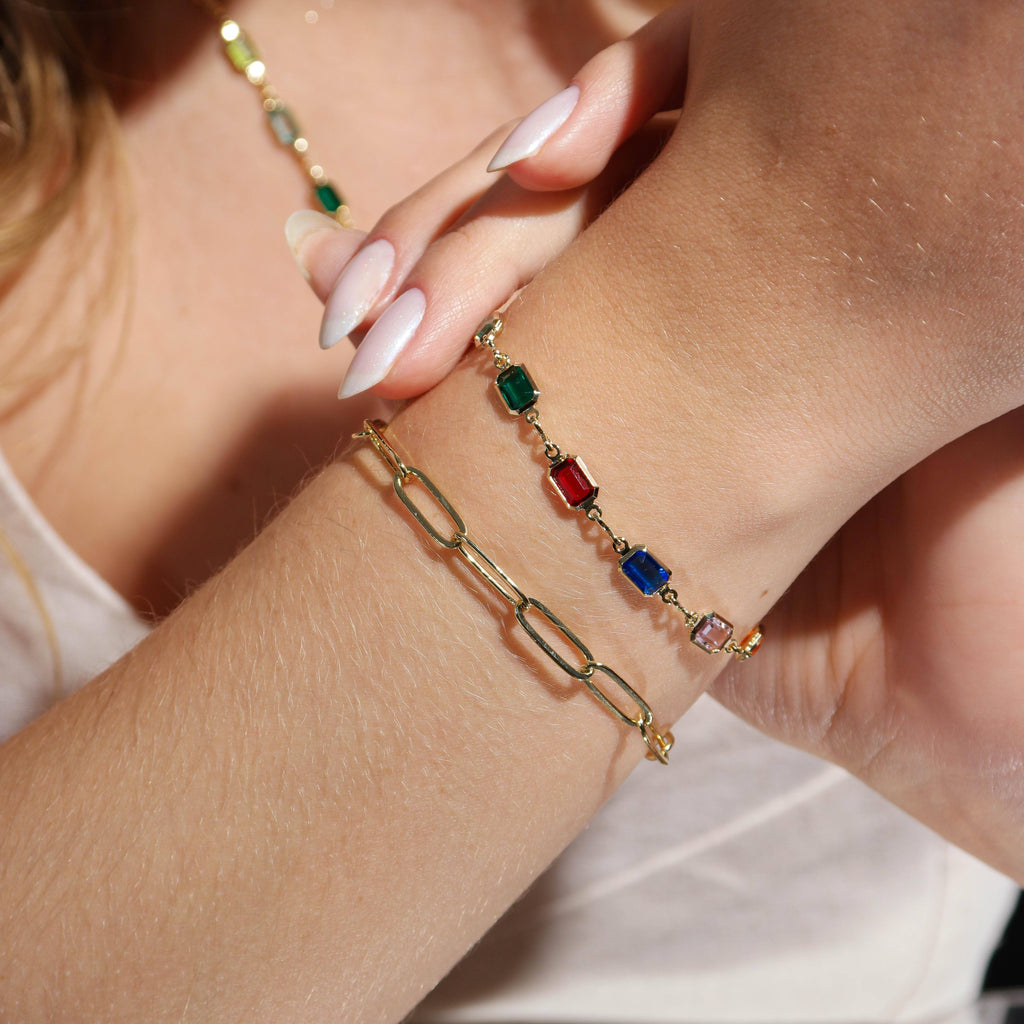 18k Gold Filled Multicolor Bracelet 7 Inch
