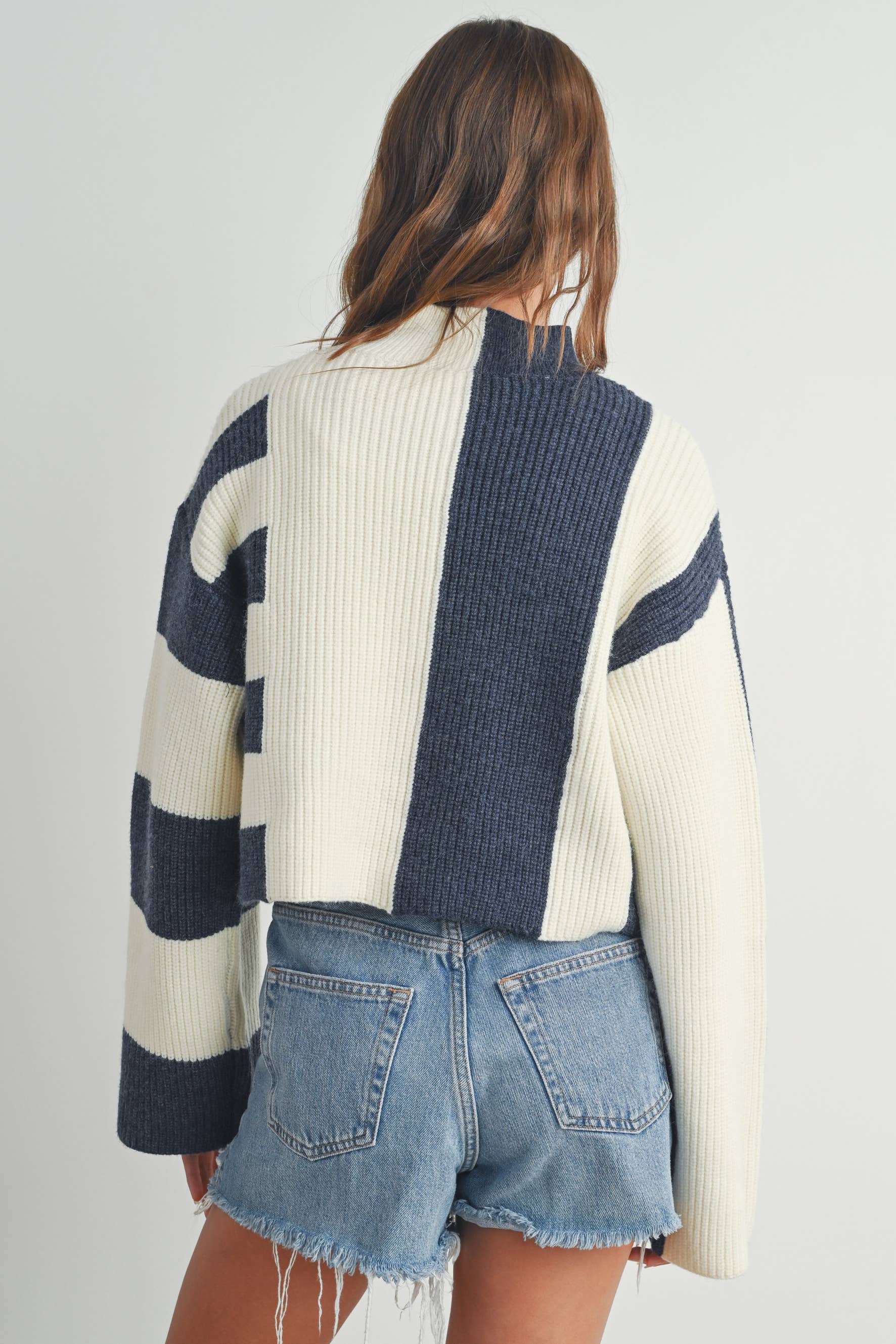 Cara | Color Block Mock Turtleneck Sweater