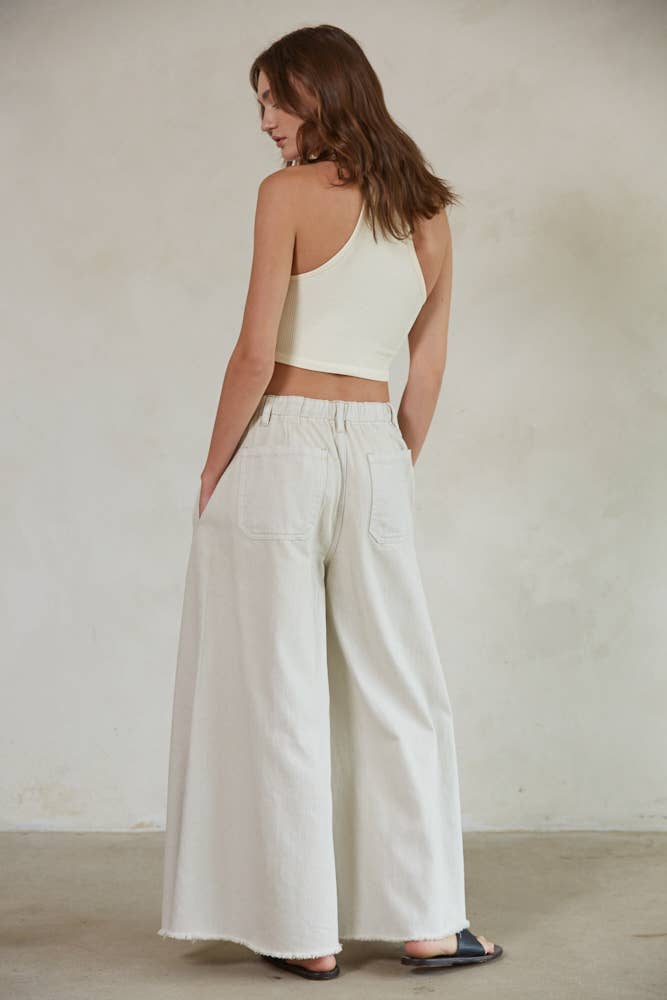 Drew | Cotton Denim Wide Leg Pants
