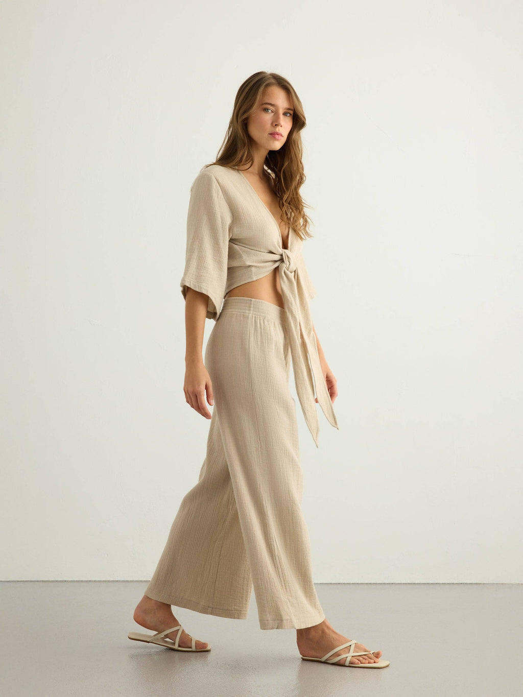 Aura Oatmeal | Wrap Top 100% Turkish Cotton