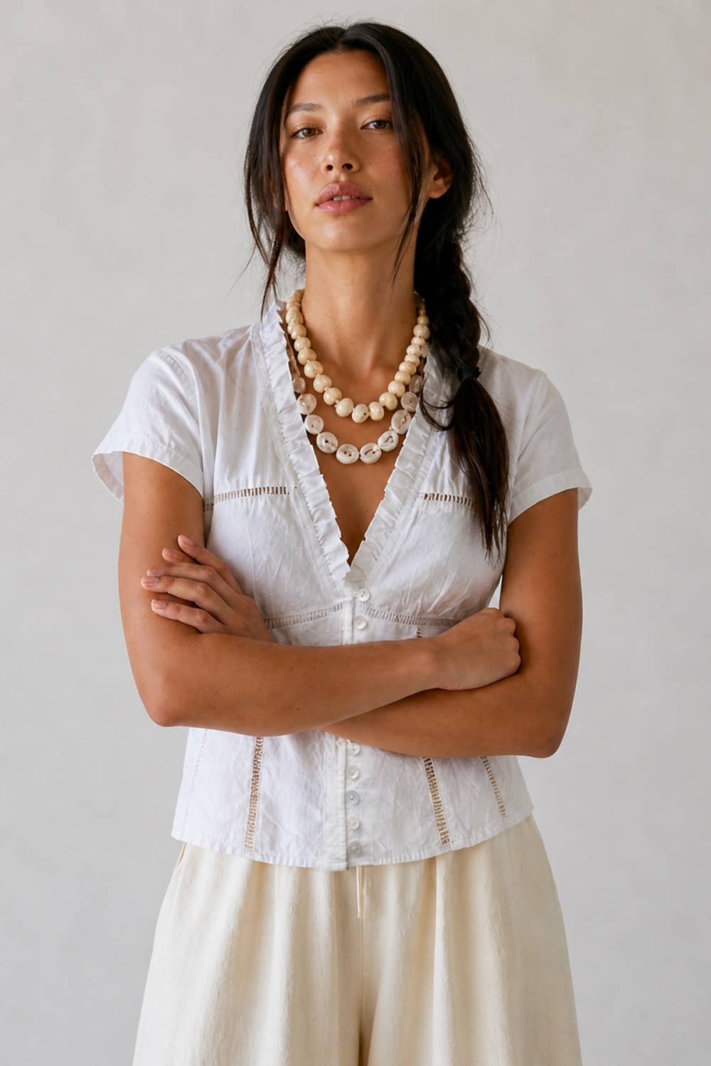 Karina | Soft Stretch Lace Panel Blouse