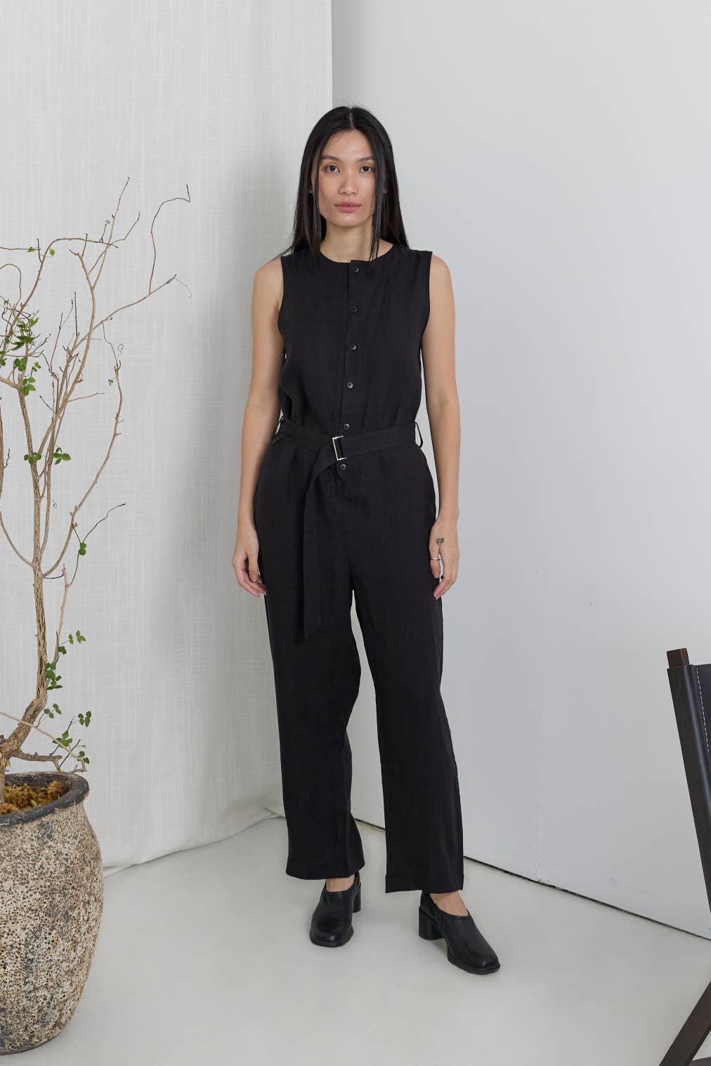 The Teagan Jumpsuit | Relaxed Linen Jumpsuit with Waist Belt