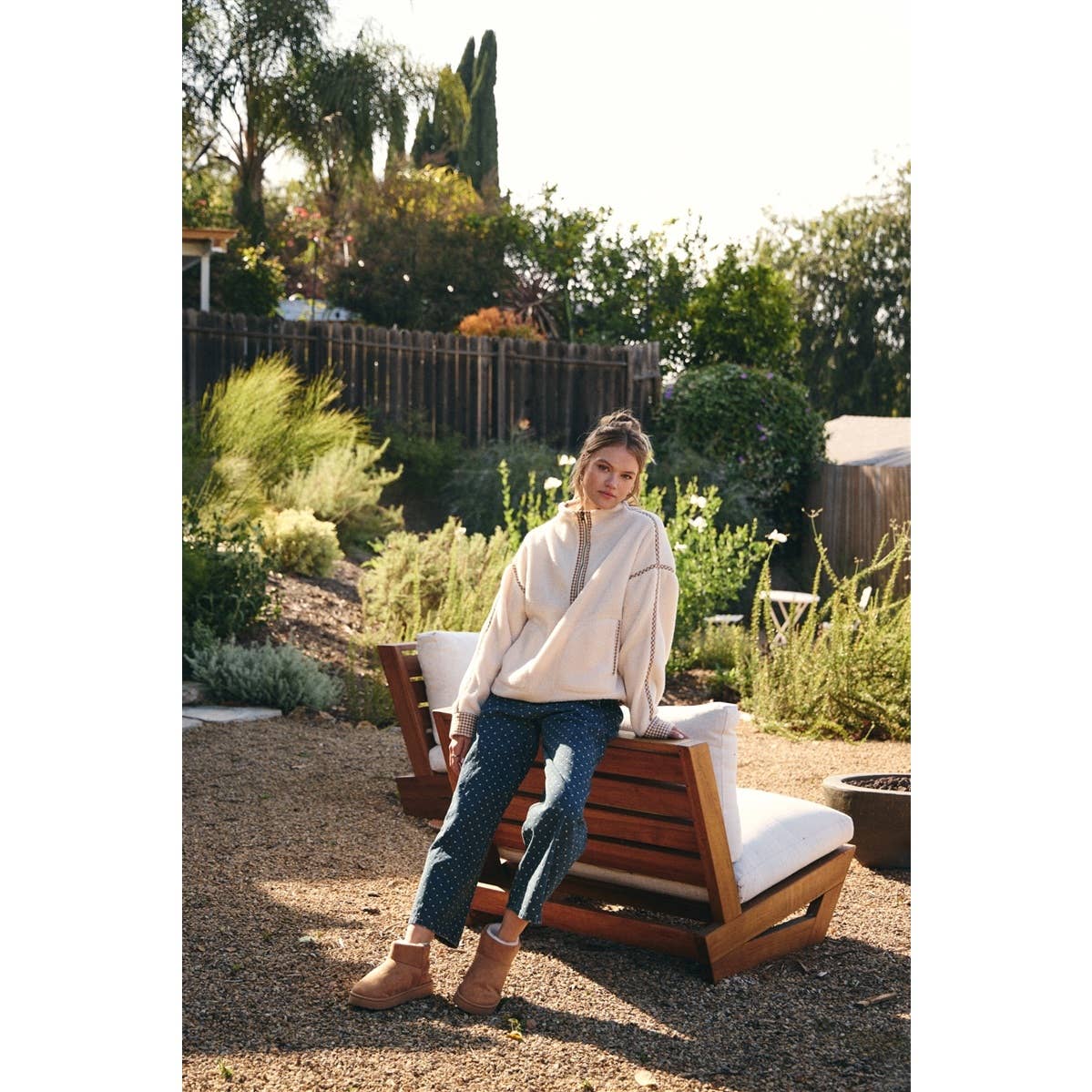 Cabin | Gingham Sherpa Half-Zip