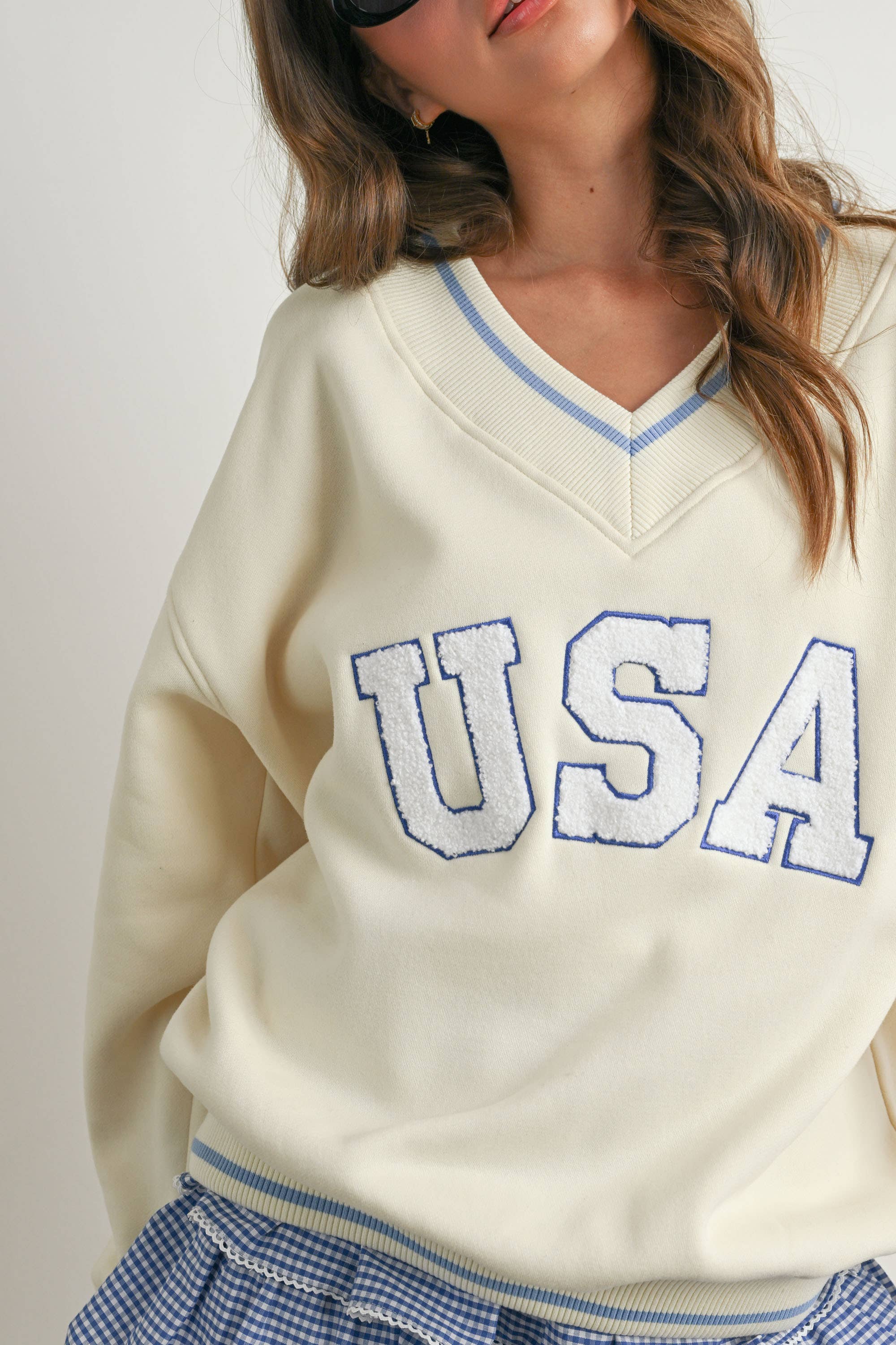 USA | Crew Neck Graphic Long Sleeve Top