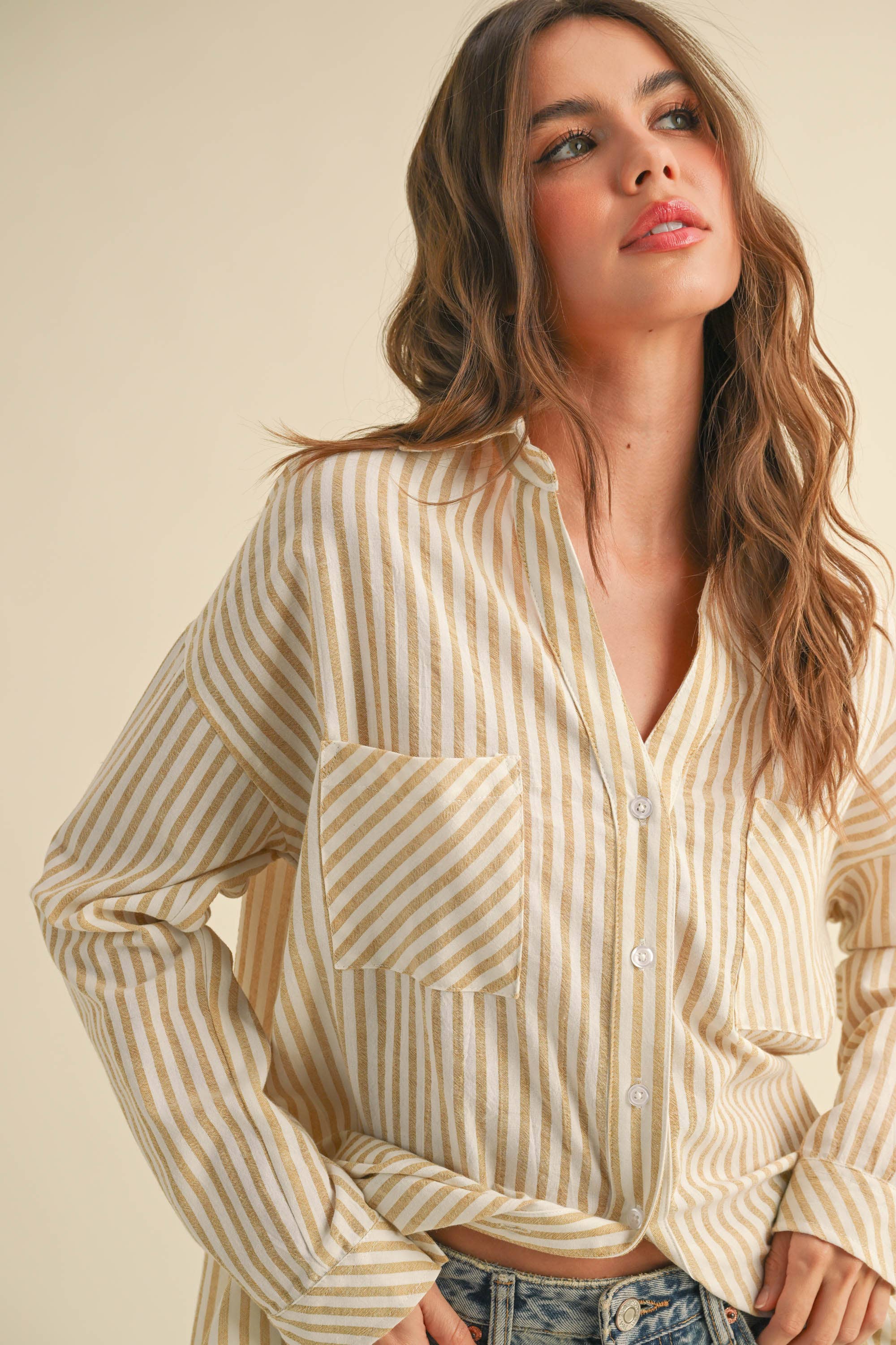 Millionaire Mommy | 100% Cotton Striped Pattern Button Down Shirt