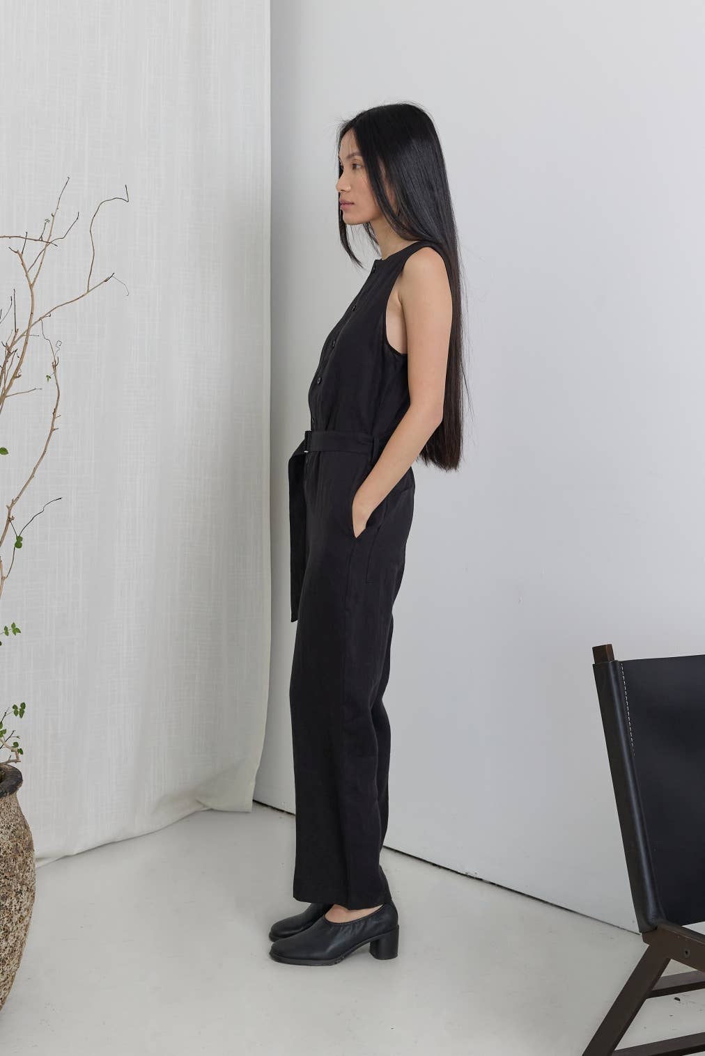 The Teagan Jumpsuit | Relaxed Linen Jumpsuit with Waist Belt