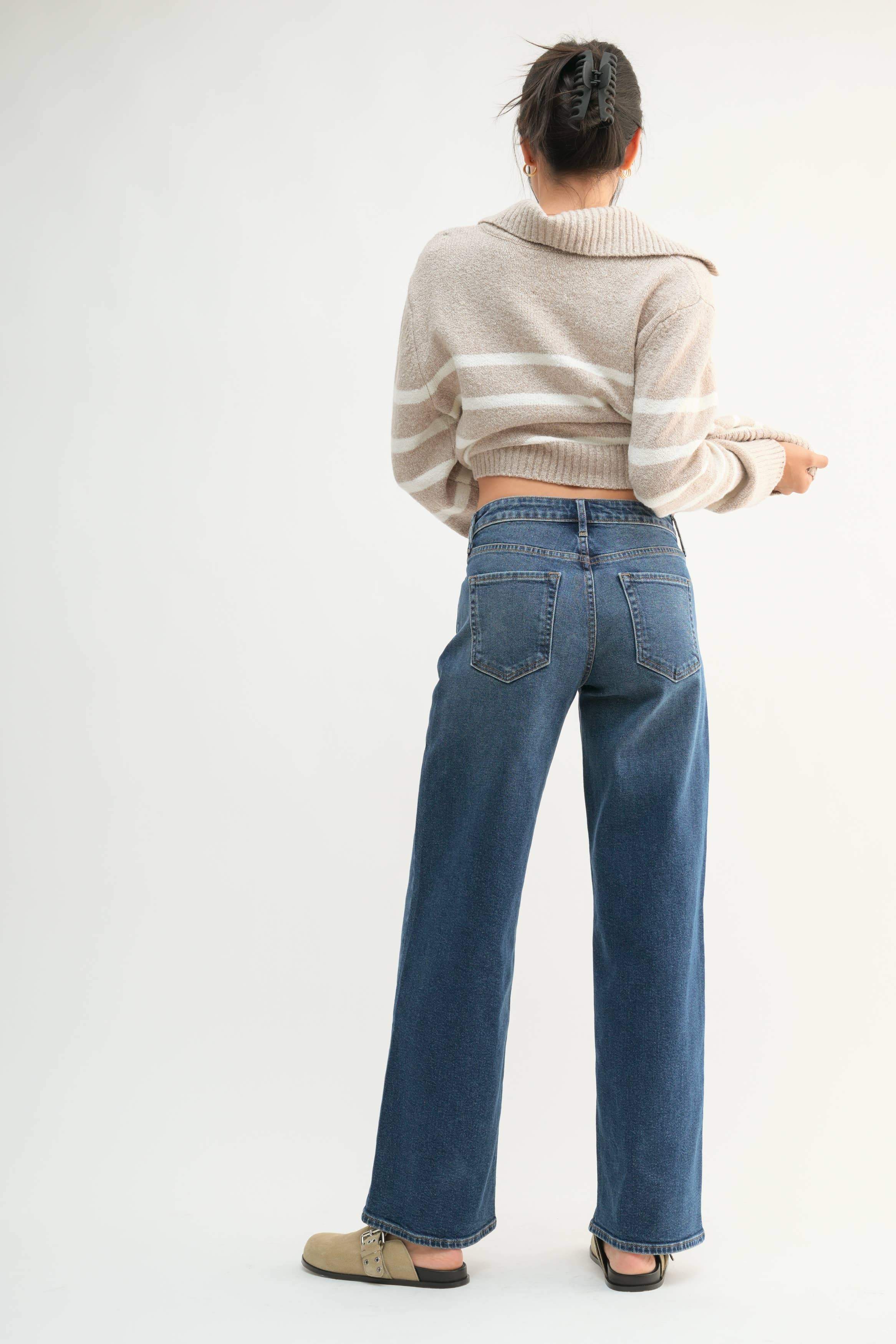 Samantha | Mid Rise Slim Wide Leg