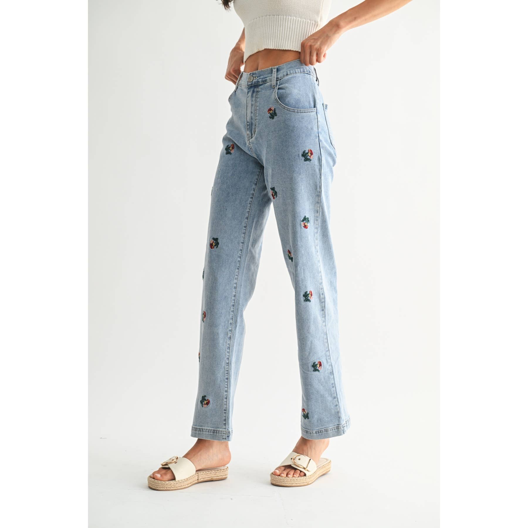 Maeve | Exquisite Embroidered Denim Jeans