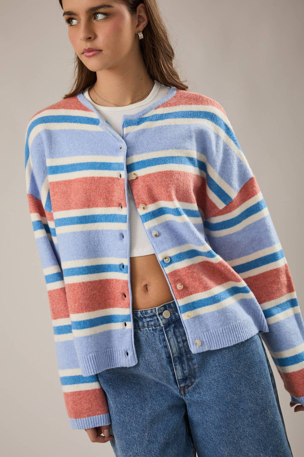 Ember | Long Sleeve Striped Soft Cardigan