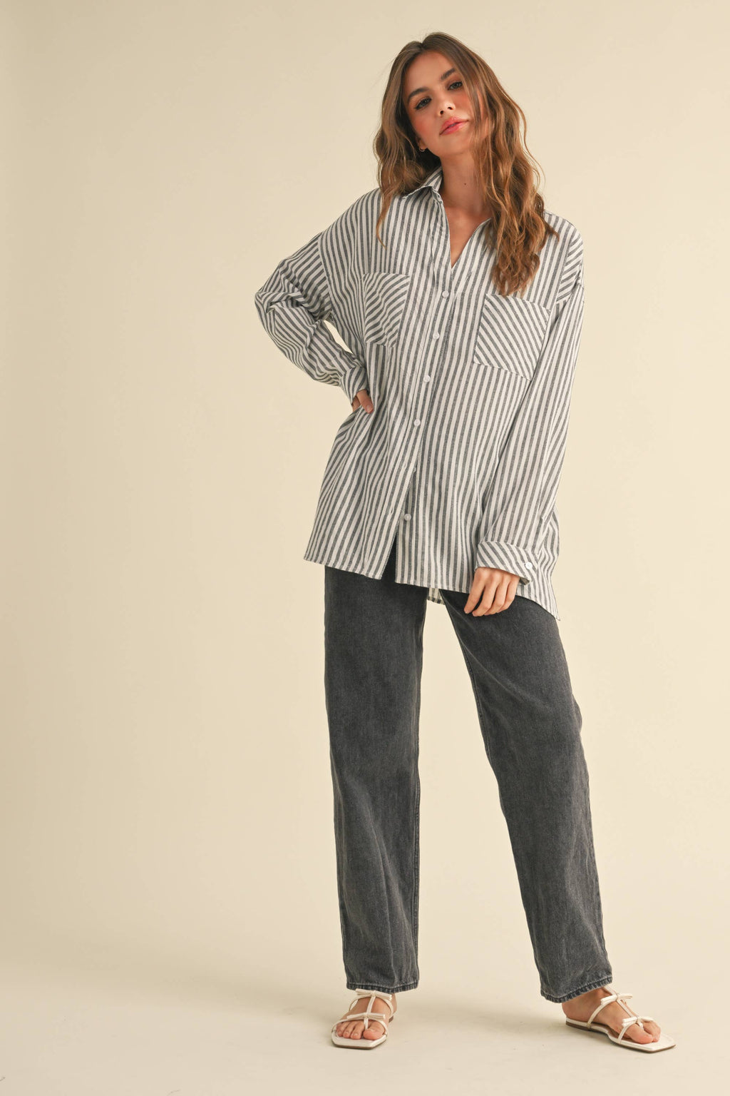 Millionaire Mommy | 100% Cotton Striped Pattern Button Down Shirt