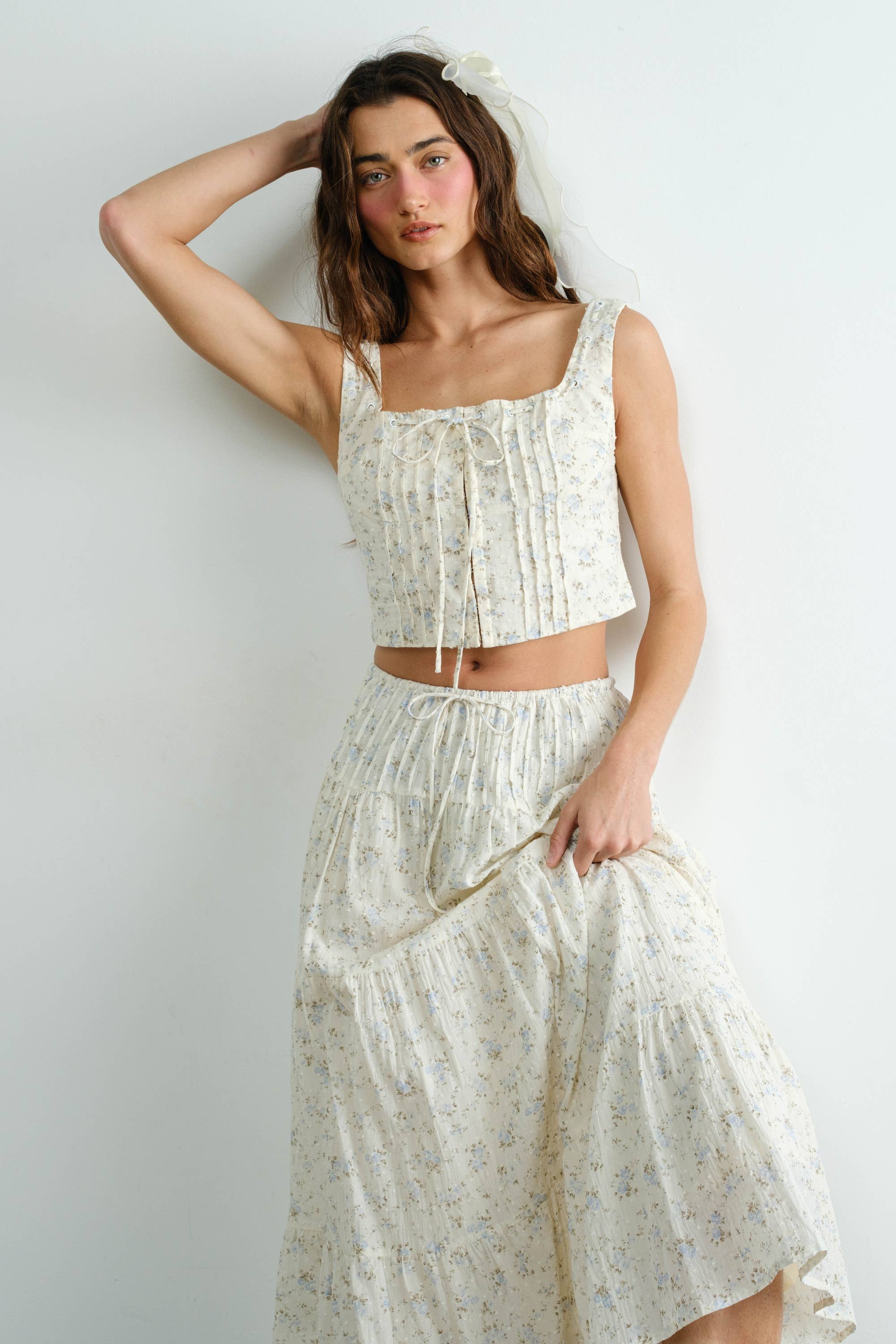 Florence | Cotton Floral Textured Top