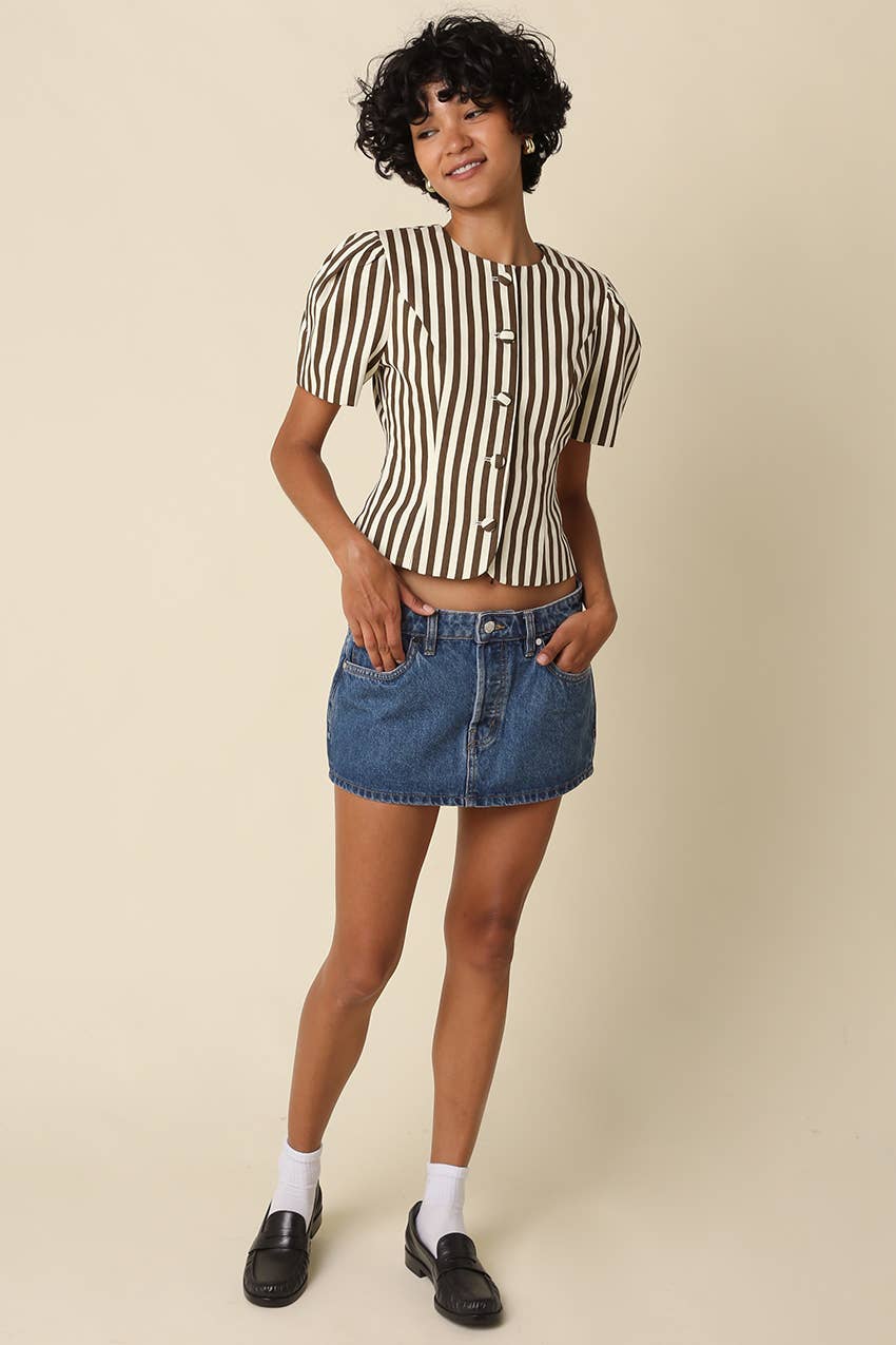 Selina | Stripe Puff Sleeve Top