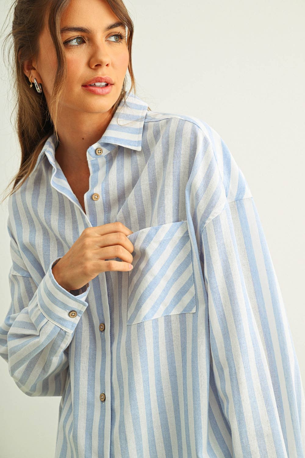 Breezy | 100% Cotton Striped Button Down