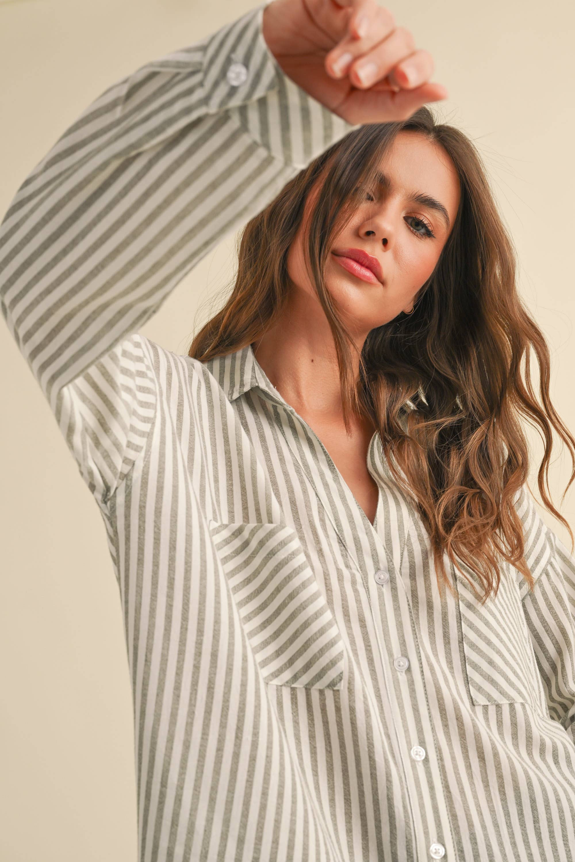 Millionaire Mommy | 100% Cotton Striped Pattern Button Down Shirt
