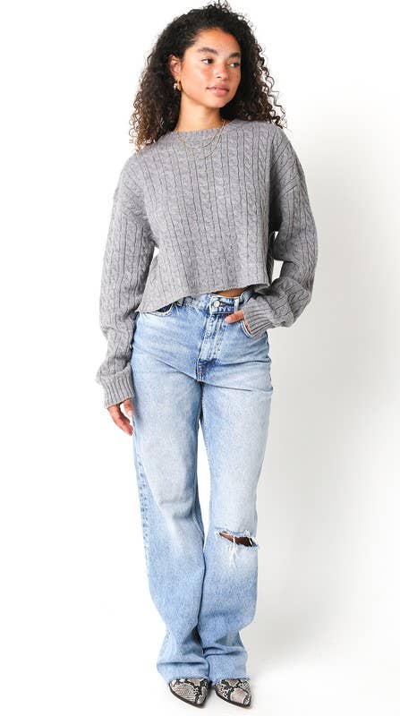 Annie | Cable Knit Cropped Sweater