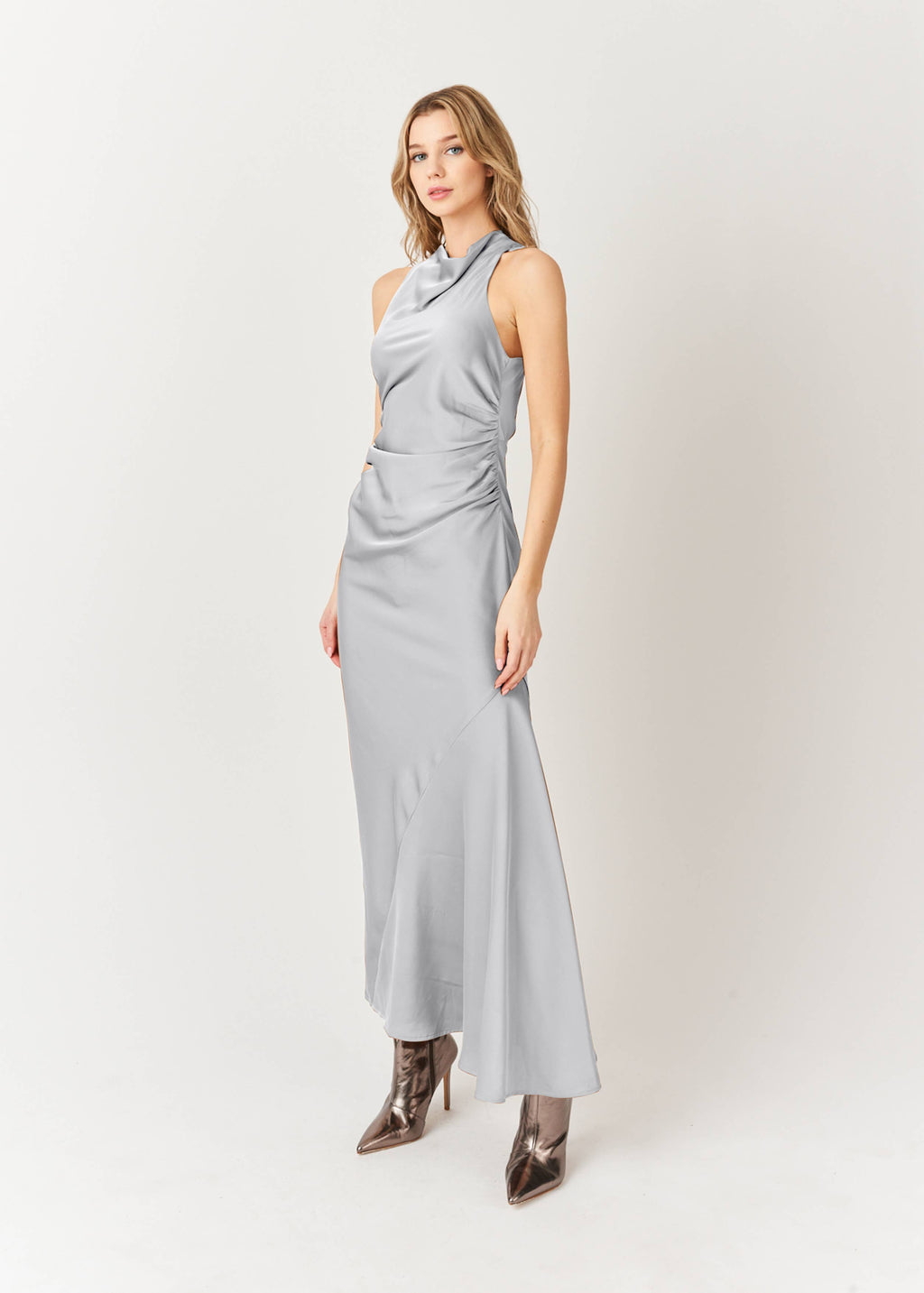 Rue | Cross Over Back Satin Maxi Dress