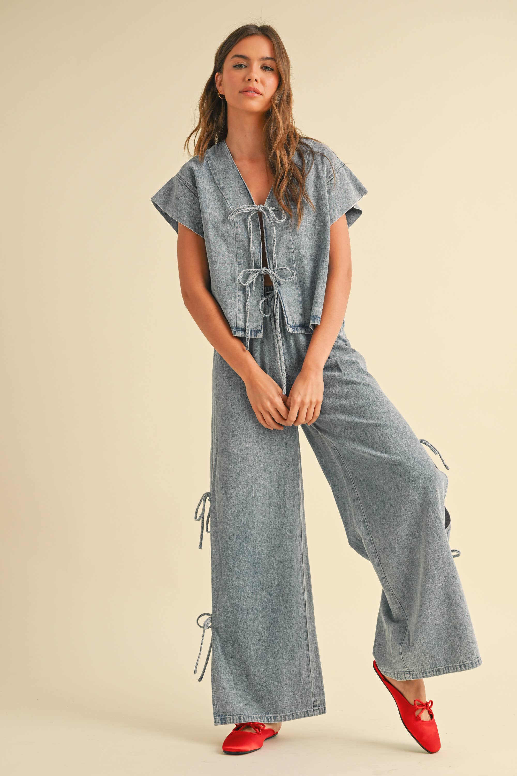 Indigo | Denim Tied On The Side Pants