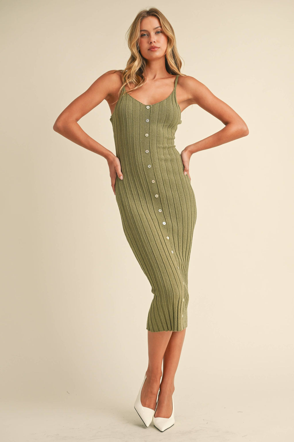 Odelle | Sleeveless Rib Sweater Midi Dress