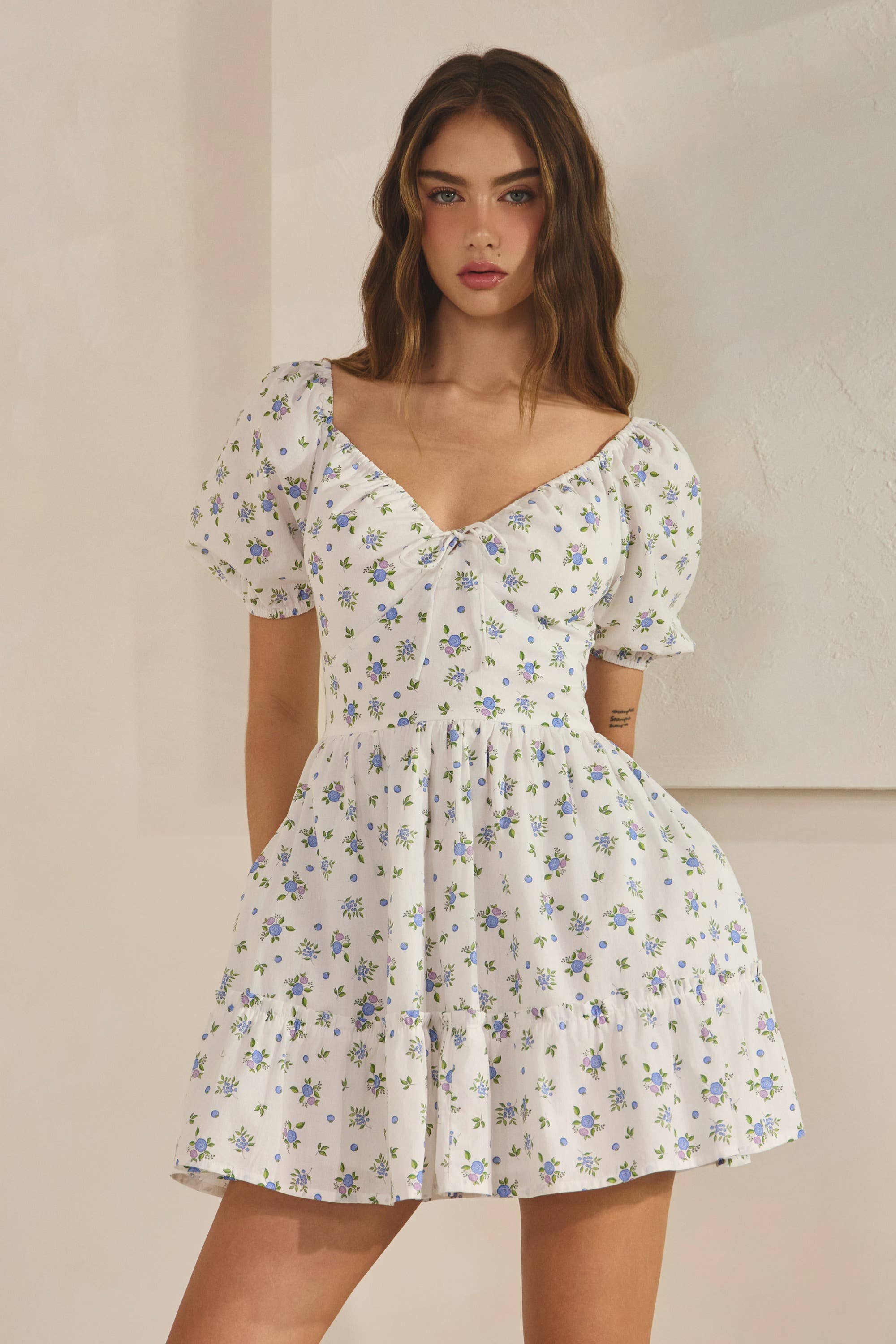 Blueberry | 100% Cotton Ruffle Mini Dress