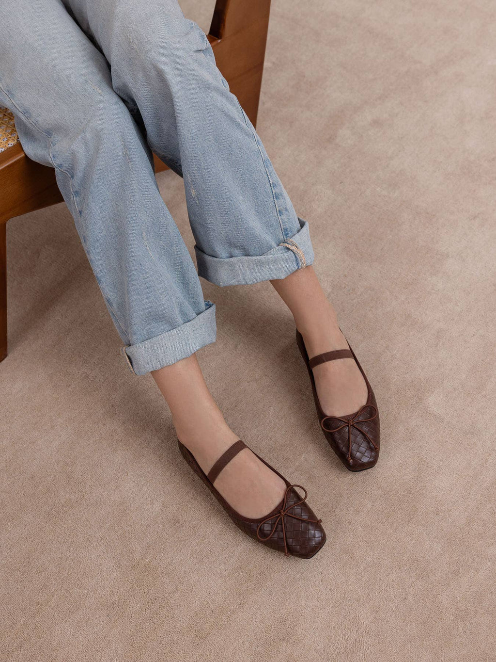 The Logan | Coffee Woven Ballet Flat
