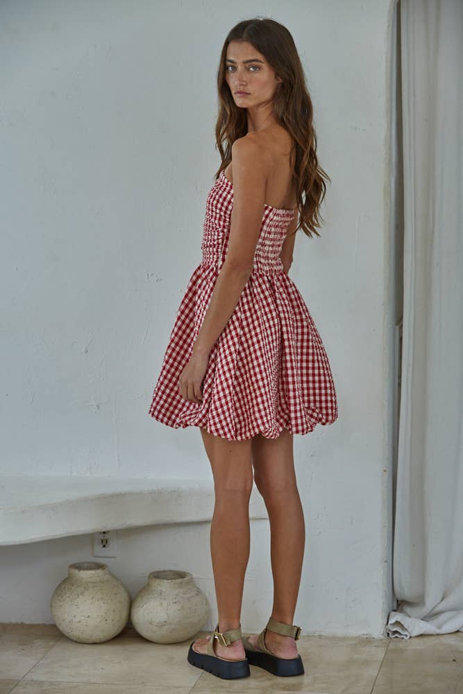Kylee | Gingham Mini Tube Dress