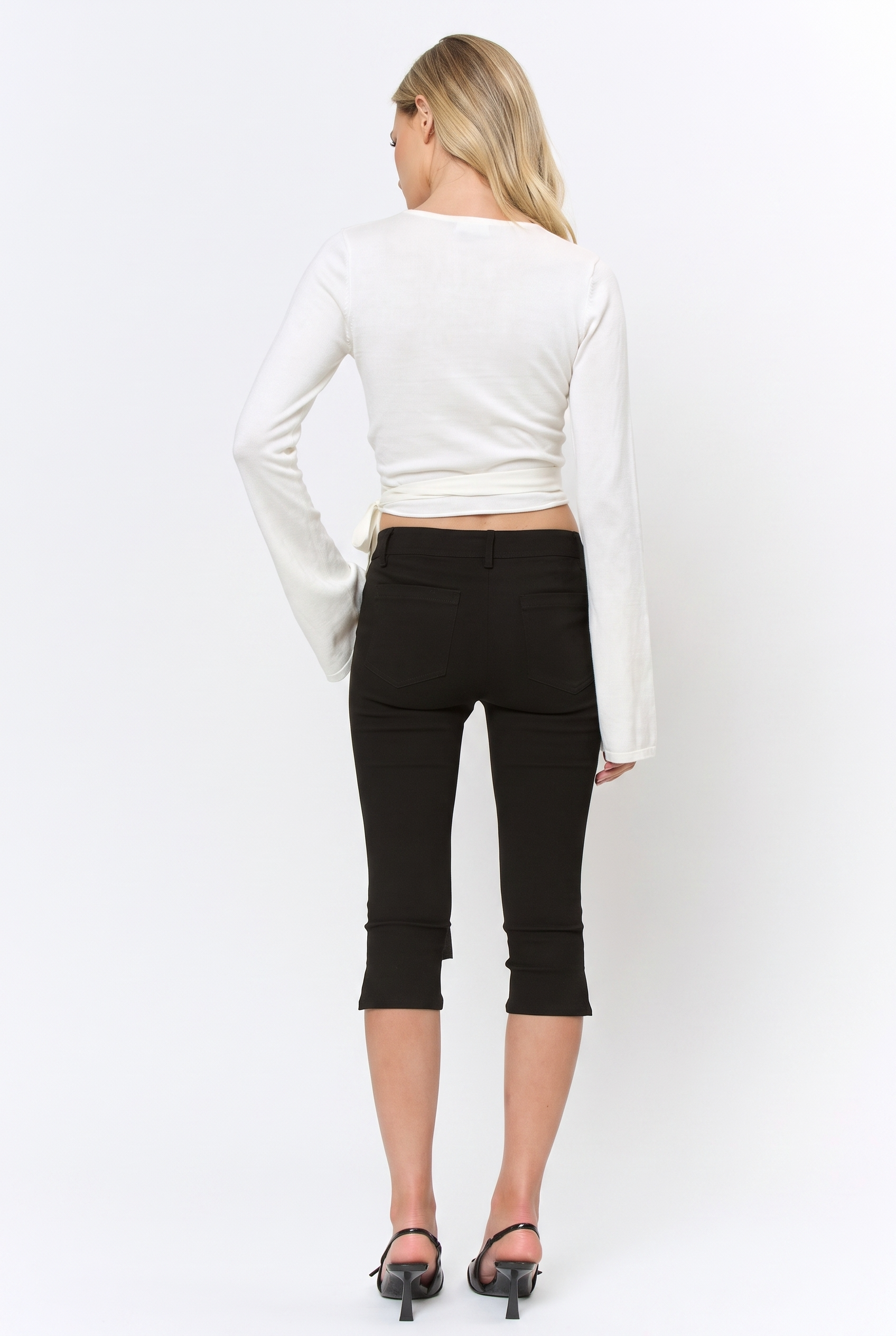 Regina | Studded Wrap Long Leeve Sweater Top