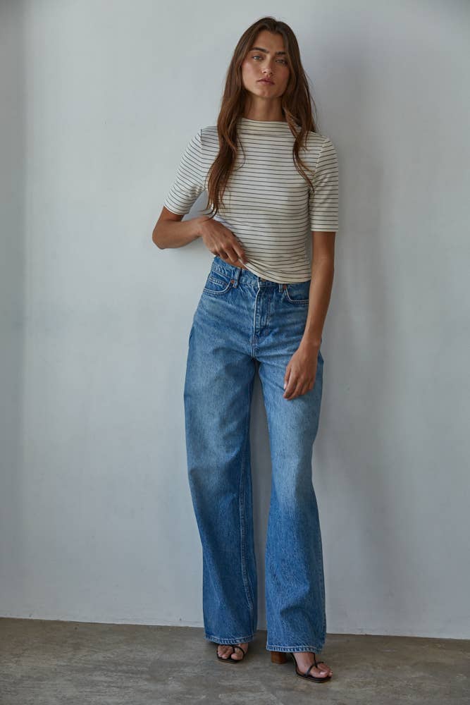 Marlo | Knit Mock Neck Short Sleeve Top