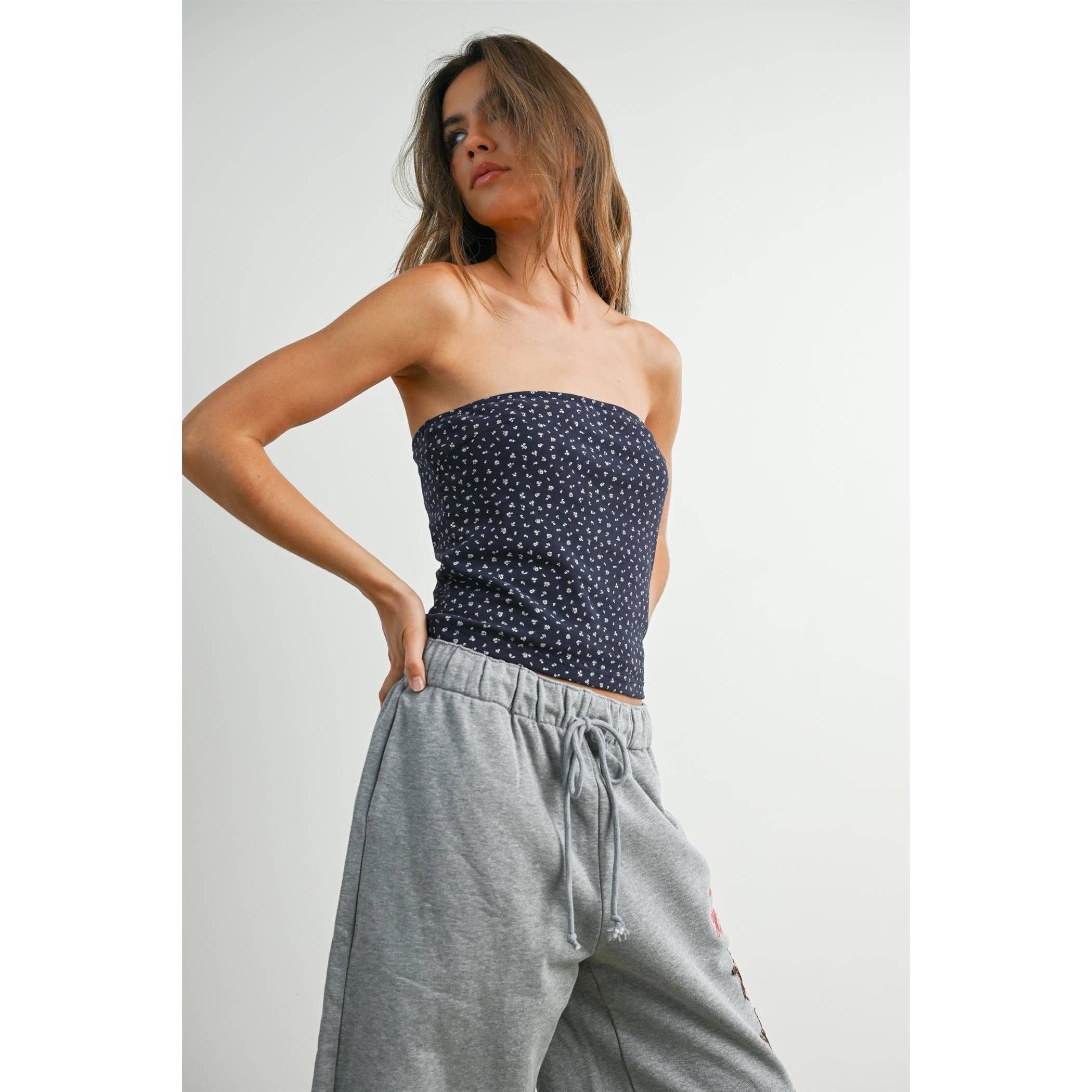 Delaney | Floral Print Sleeveless Tube Top