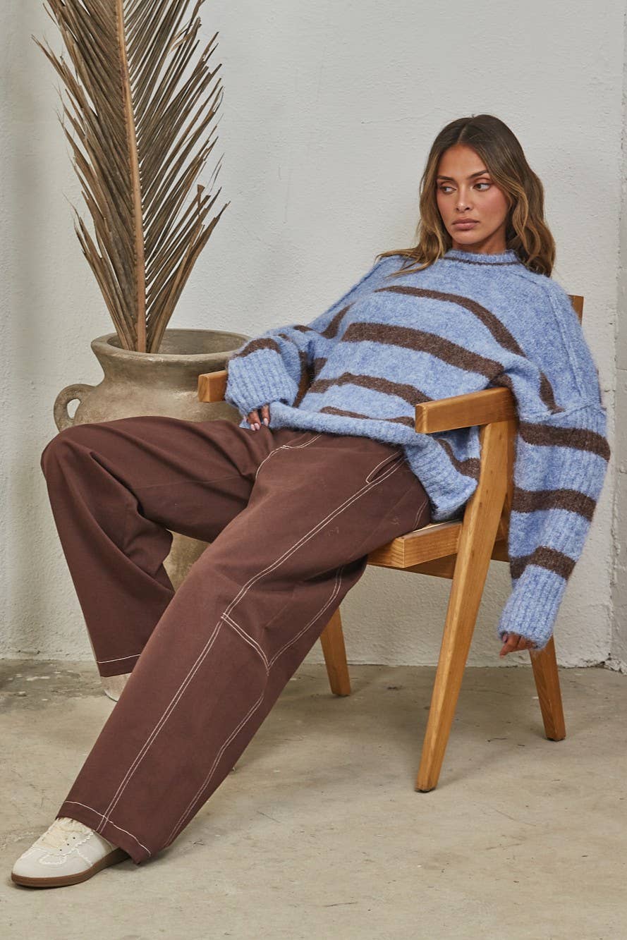 Anika | Fuzzy Boyfriend Stripe Sweater
