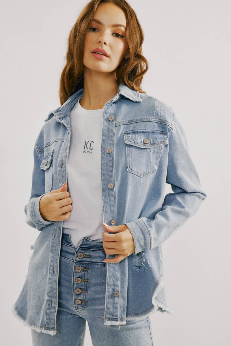 Denim Button Down Shirt Light Wash