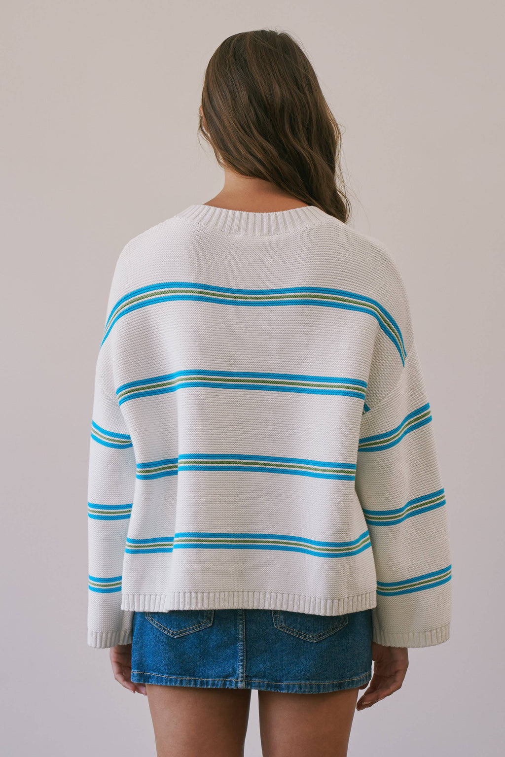 Angelina | 100% Cotton Textured Stripe Pullover Sweater