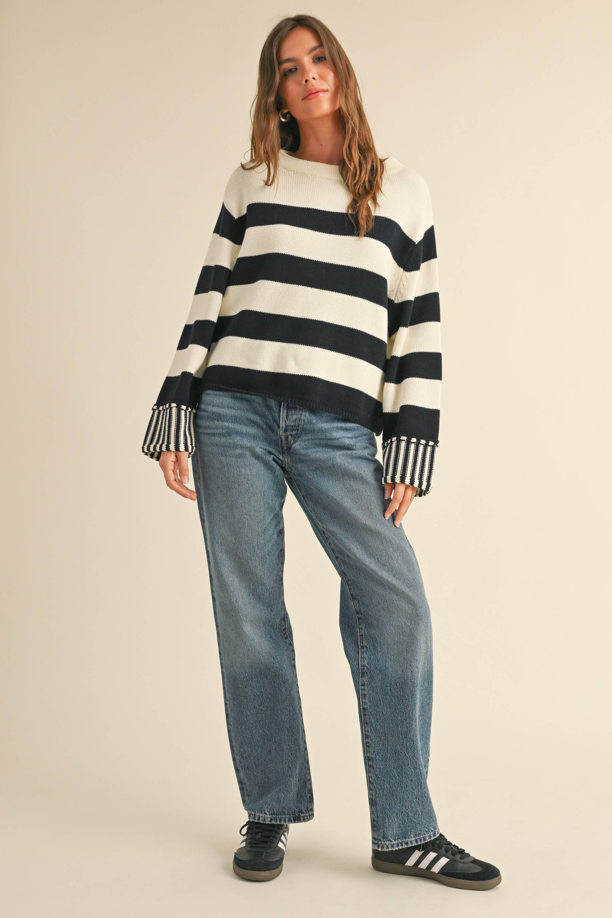 Genevieve | 100% Cotton Striped Sweater