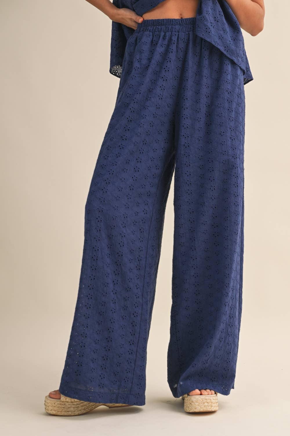 Palmer | Eyelet Top and Wide Pants Set 100% Cotton