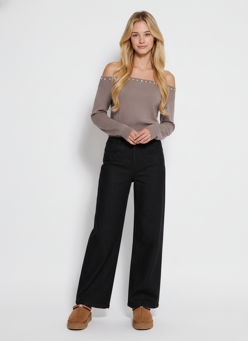 Romy | Button Off the Shoulder Long Sleeve