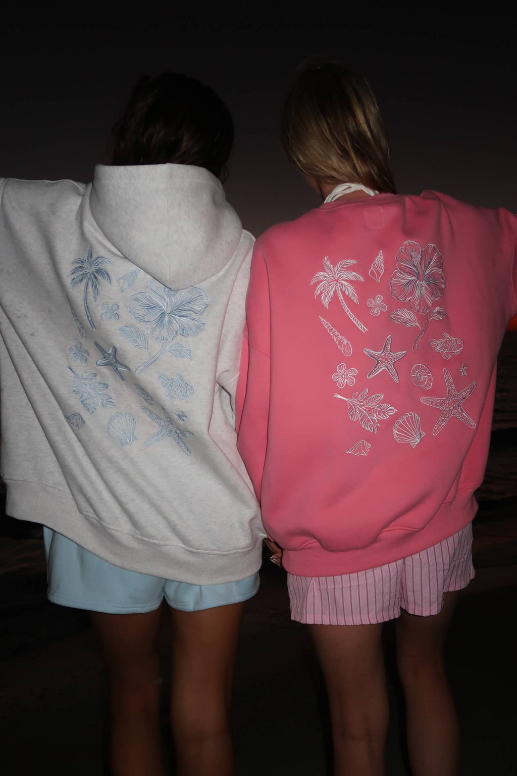 Pearl Grey | Tropical Embroider Hoodie