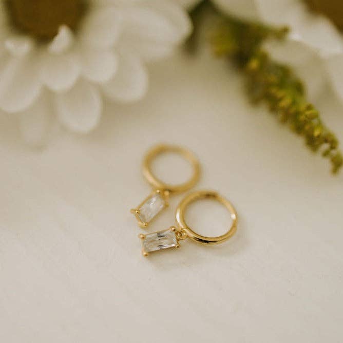 Baguette Diamond Dangle Hoops