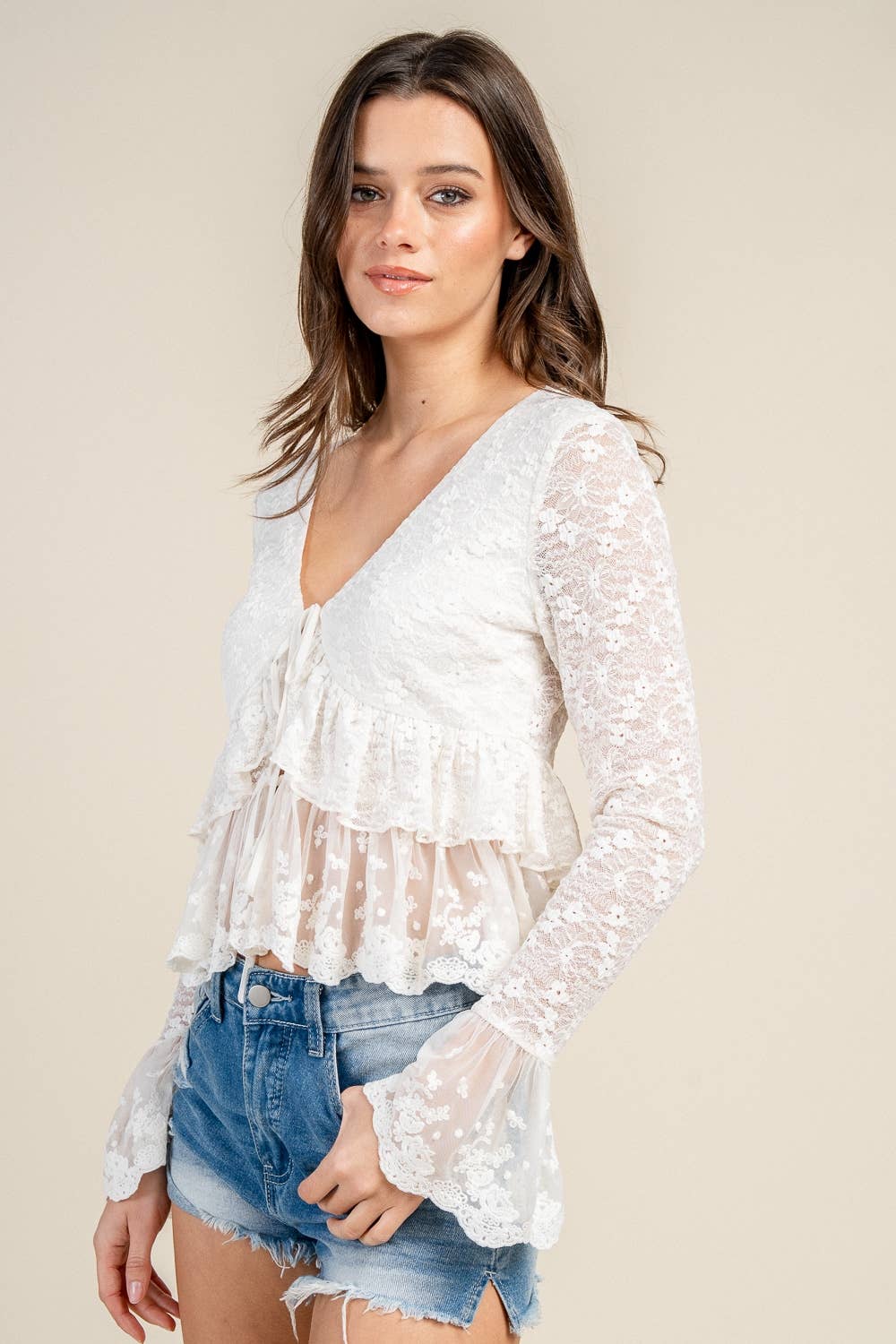 Katie | Lace Detailed Front Tie TOP