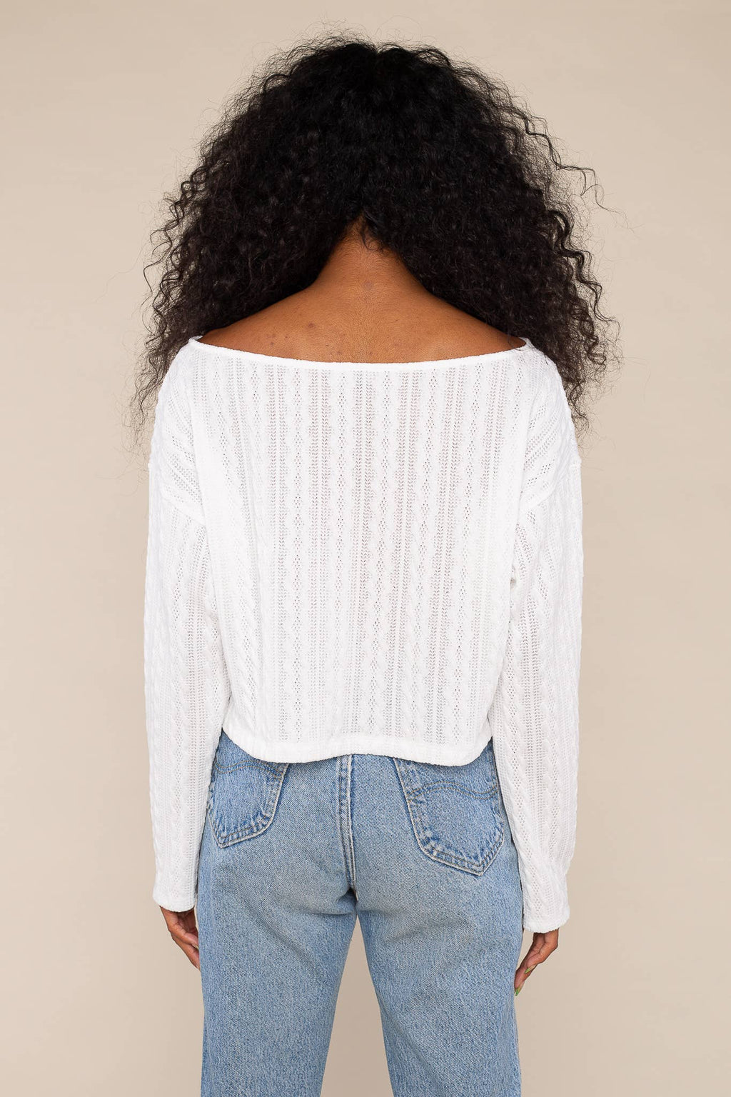 Reba | Cable Knit Top Beige